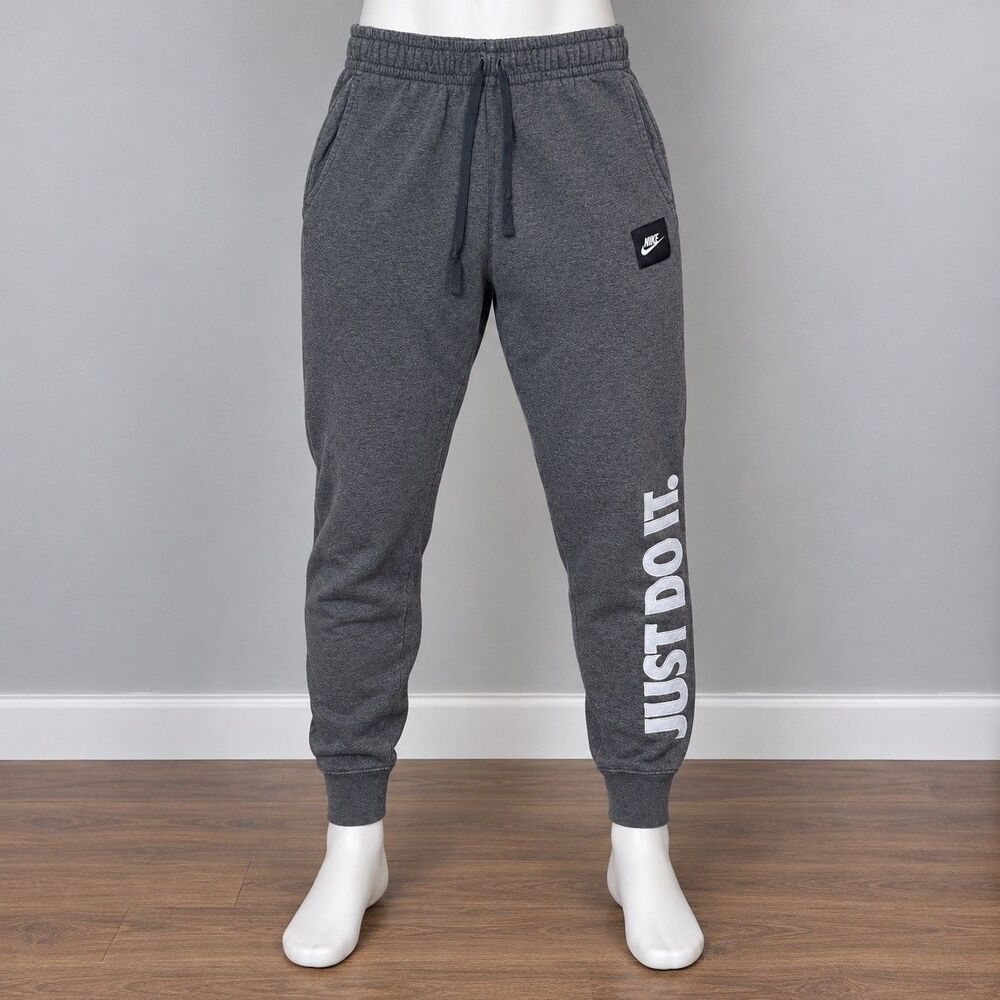 Nike Just Do It Joggers Mens Small Gray Fleece Sweatpants Sportswear JDI Logo